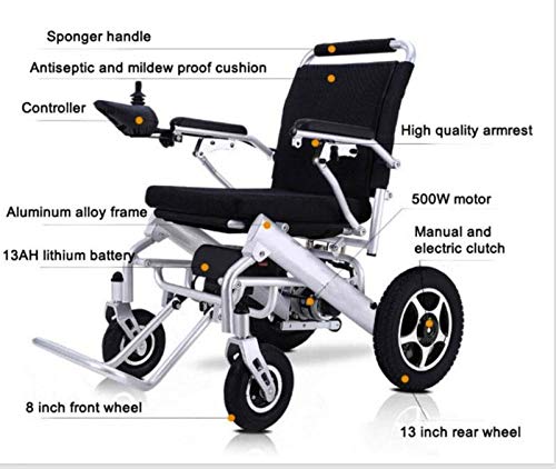 Fold & Travel Lightweight Motorized Electric Power Wheelchair Scooter, Aviation Travel Safe Electric Wheelchair Scooter Heavy Duty Power Wheelchair