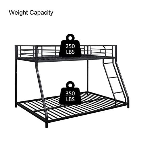 RUNNA Metal Twin Over Full Bunk Bed with Trundle and Two-Side Ladders,for Kids Girls Boys Teens Adults Bedroom Use (Black@Ladder/, Twin Over Full)