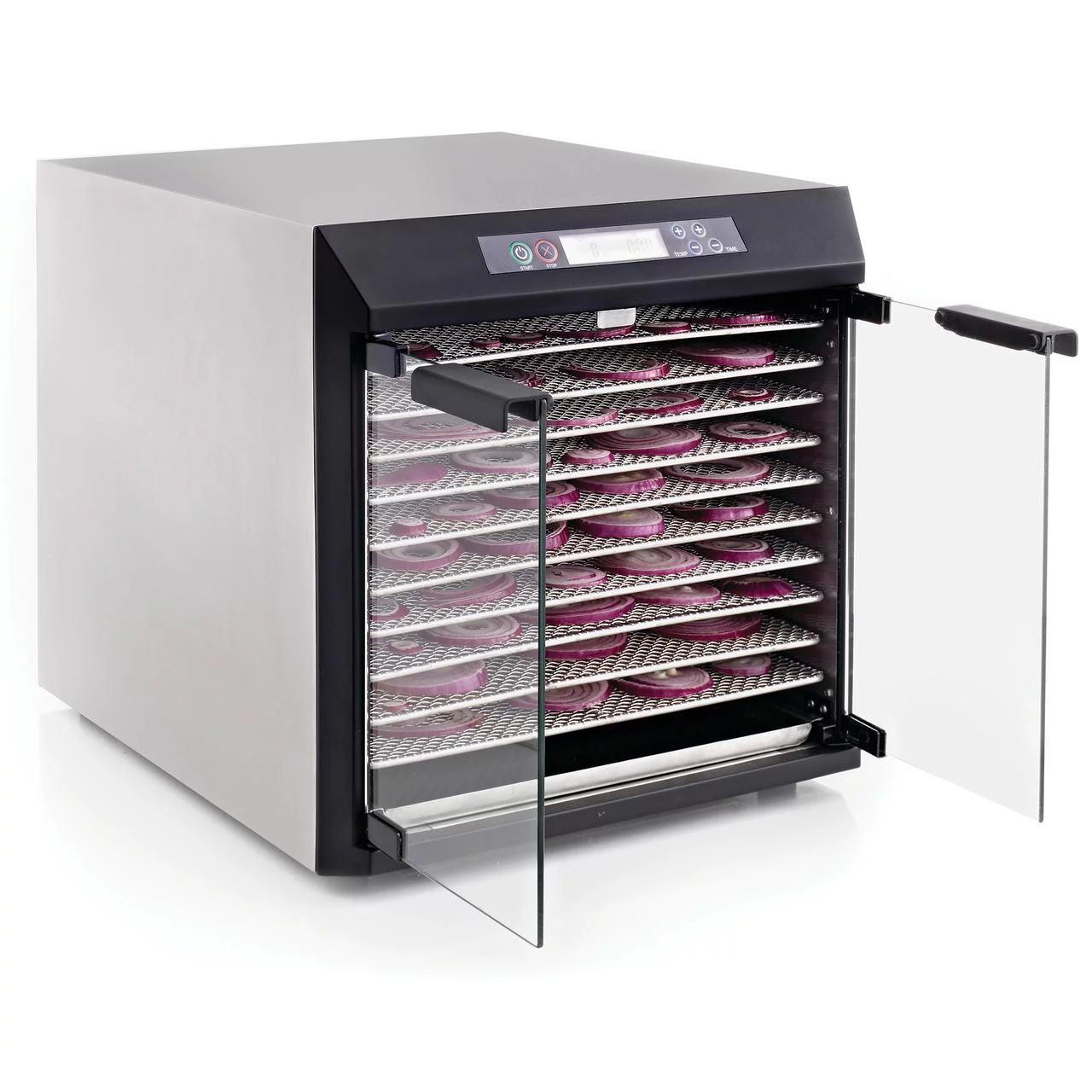 Excalibur 600W Stainless Steel 10 Tray Commercial Food Dehydrator with Adjustable Temperature Control and Two 99-Hour Timers
