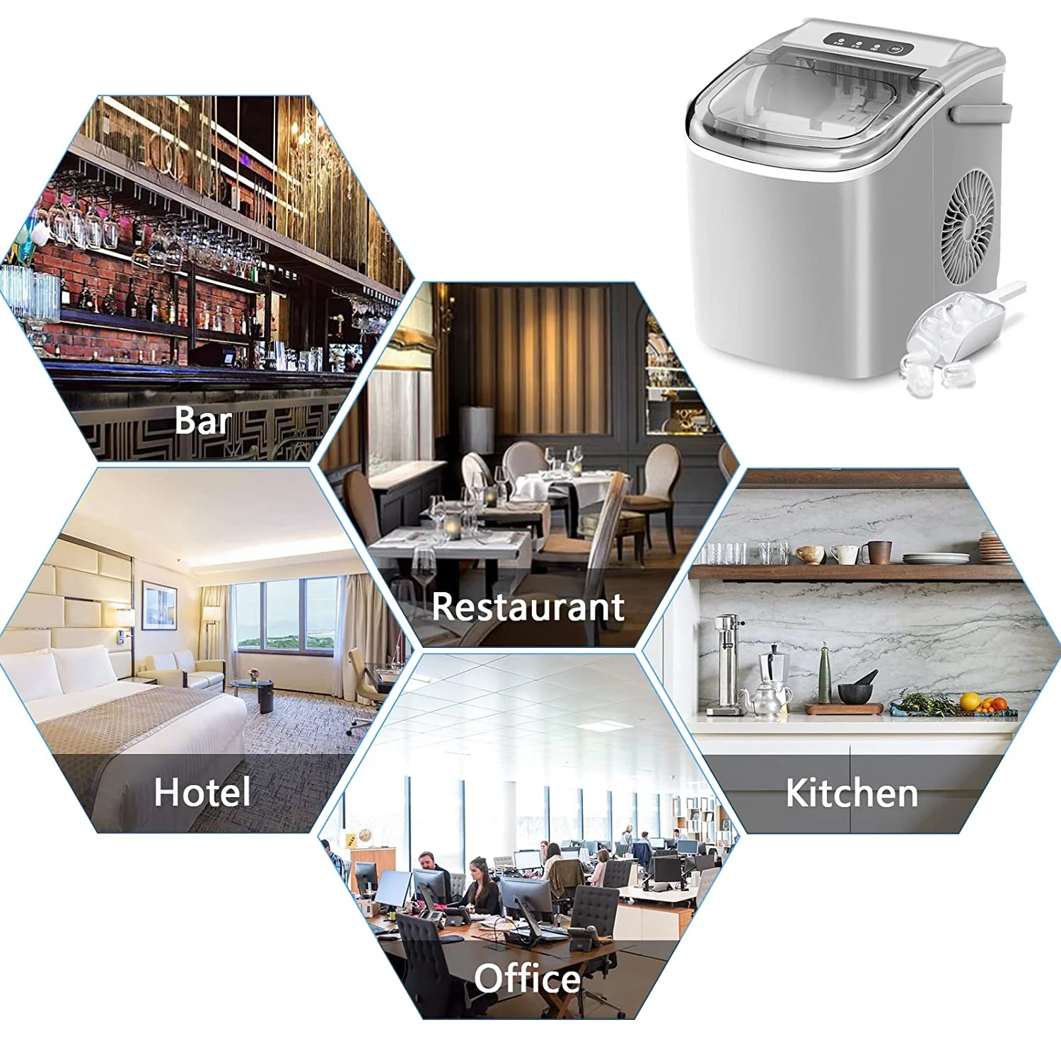 Countertop Ice Maker Portable Ice Machine with Handle, Self-Cleaning Ice Makers, 26Lbs/24H, 9 Ice Cubes Ready in 6 Mins for Home Kitchen Bar Party
