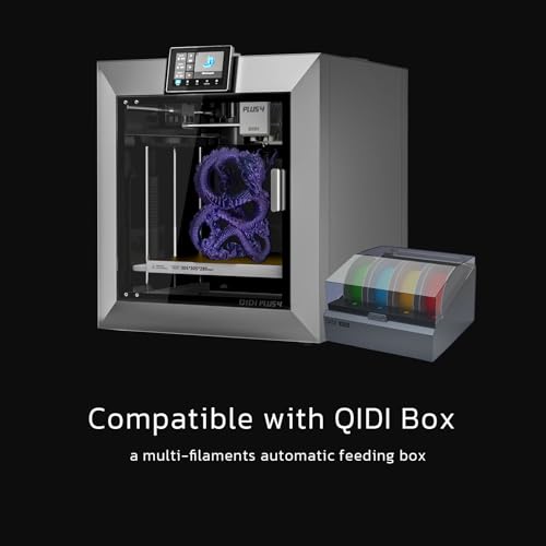 QIDI PLUS4 3D Printer, Max 600mm/s High-Speed Printing, 65℃ Chamber Heat, Fully Auto Leveling, 370&deg;C Direct Extruder with Integrated Nozzle, Support PPS-CF Filaments, Large Print Size 12"x12"x11"