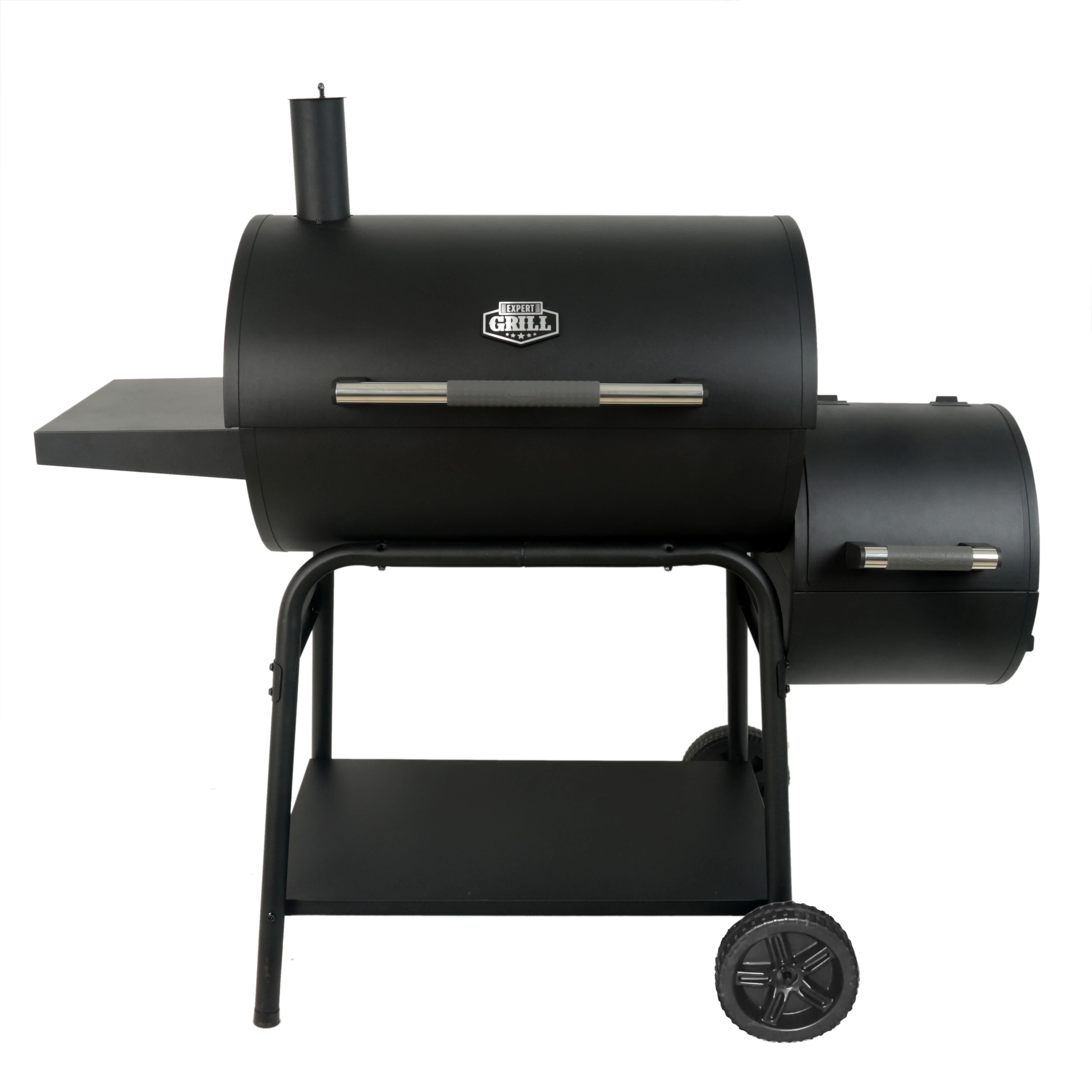 Expert Grill 28" Offset Steel Charcoal Smoker Grill with Side Firebox, Black