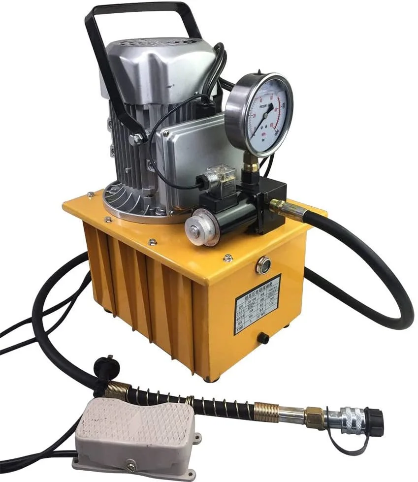 Miumaeov Electric Driven Hydraulic Pump, 110V 750W 70MPa Single Acting Hydraulic Electric Pump Solenoid Valve Control Oil Pump Hydraulic Pump Power Pack 10000PSI 1400r/Min