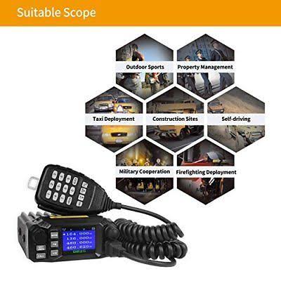 Radioddity DB25 Pro Dual Band Quad-standby Mini Mobile Car Truck Radio VHF UHF 4 Color Display 25W Vehicle Transceiver with Cabl