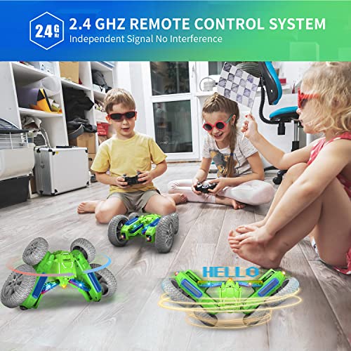 DEERC 1/14 Brushless Fast Extreme 70kph 4X4 Off-Road Truck, 7 Lighting Modes Remote Control with 2 Li-ion Batteries, Electric Large Truggy for Snow Sand