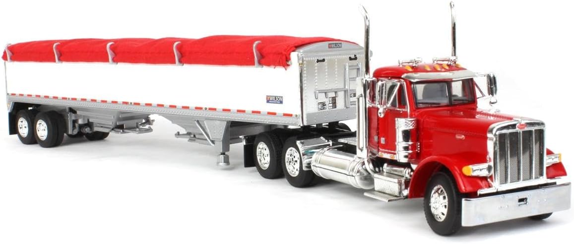 1/64 Red Peterbilt 379 Day Cab with White Wilson Pacesetter Grain Trailer 60-1765