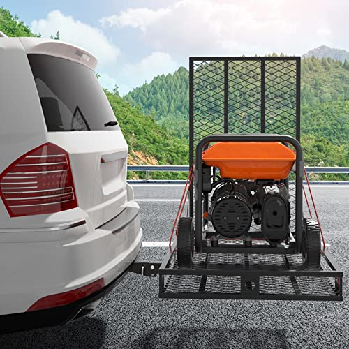IRONMAX Hitch Cargo Carrier with Ramp, Heavy Duty Folding Mobility Scooter Wheelchair Hitch-Mounted Carrier for Car, Truck, SUV, RV, 500LBS Weight Capacity