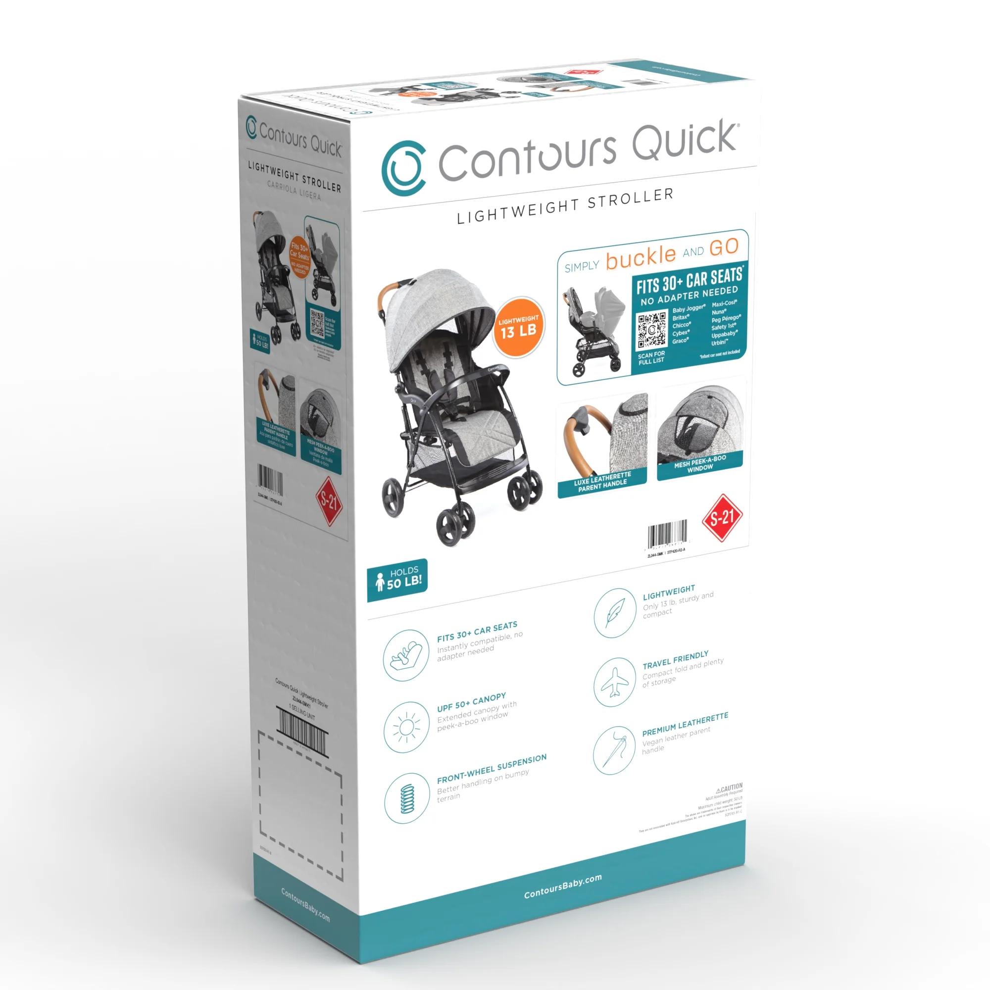 Contours Quick® Lightweight Travel Stroller, Compact Newborn Stroller, Gray