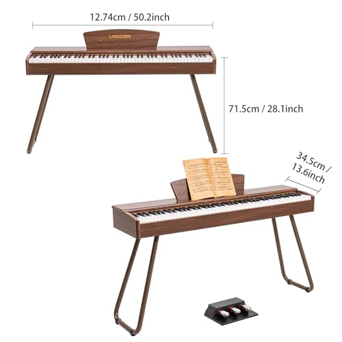 88 Key Weighted Keyboard Piano - Beginner Digital Piano Full Size Multi-Functional Wooden Electric Keyboard with Portable Stand | Power Adapter | Triple Pedal | MIDI Connecting