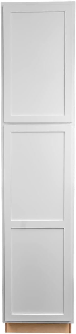 Quicklock RTA (Ready-to-Assemble) | Base Kitchen Cabinets - Shaker Style | 100% Plywood | Made in America | Soft Close Hardware (Pure White, 24" D x 18" W x 90" H Pantry)