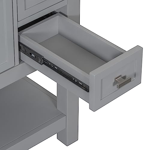 22" Small Bathroom Vanity with Sink, White Bathroom Vanity Cabinet with Ceramic Vessel Sink & Left Side Storage, Single Sink Bathroom Vanity with Top, Freestanding Bathroom Sink and Cabinet Combo Set