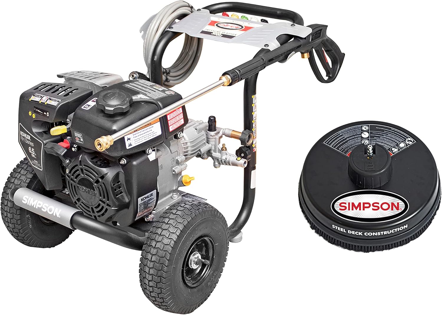 SIMPSON Cleaning MS60763-S MegaShot Gas Pressure Washer Powered by Kohler RH265 + Simpson Cleaning 80165 Universal 15" Steel Surface Scrubber for Cold Water Pressure Washers