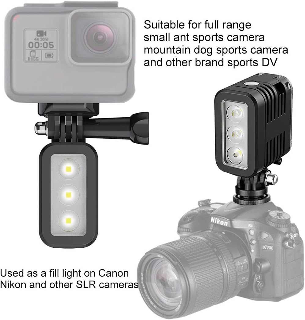 Underwater Lights Dive Light 147ft(45m), HONGDAK Diving Light High Power Dimmable Waterproof LED Video Fill Night Light for Hero 8 7 6 5 5S 4 4S 3+/3/2 SJCAM/Xiaoyi Action Cameras etc.