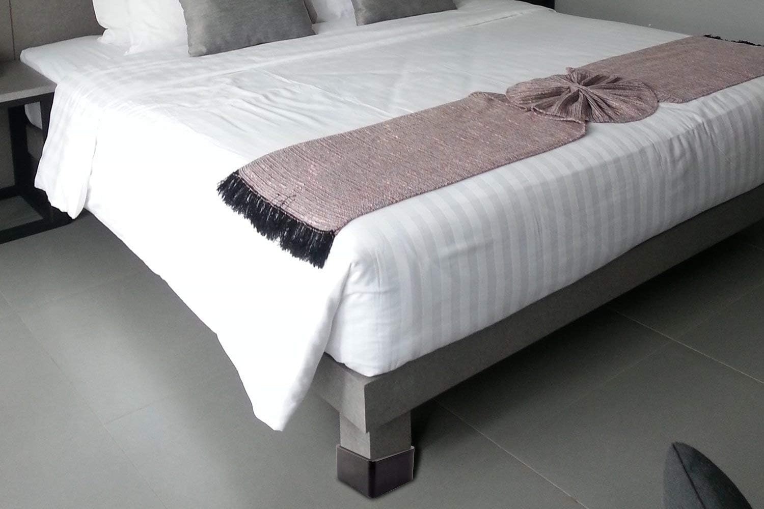 DuraCasa 3 Inch Bed Risers - Fits Huge 5.5 Inch Bed or Furniture Post, Creates an Additional 3 Inches of Height or Storage! Heavy-Duty Table, Chair, Desk or Sofa Riser (4, 3 Inch Black)