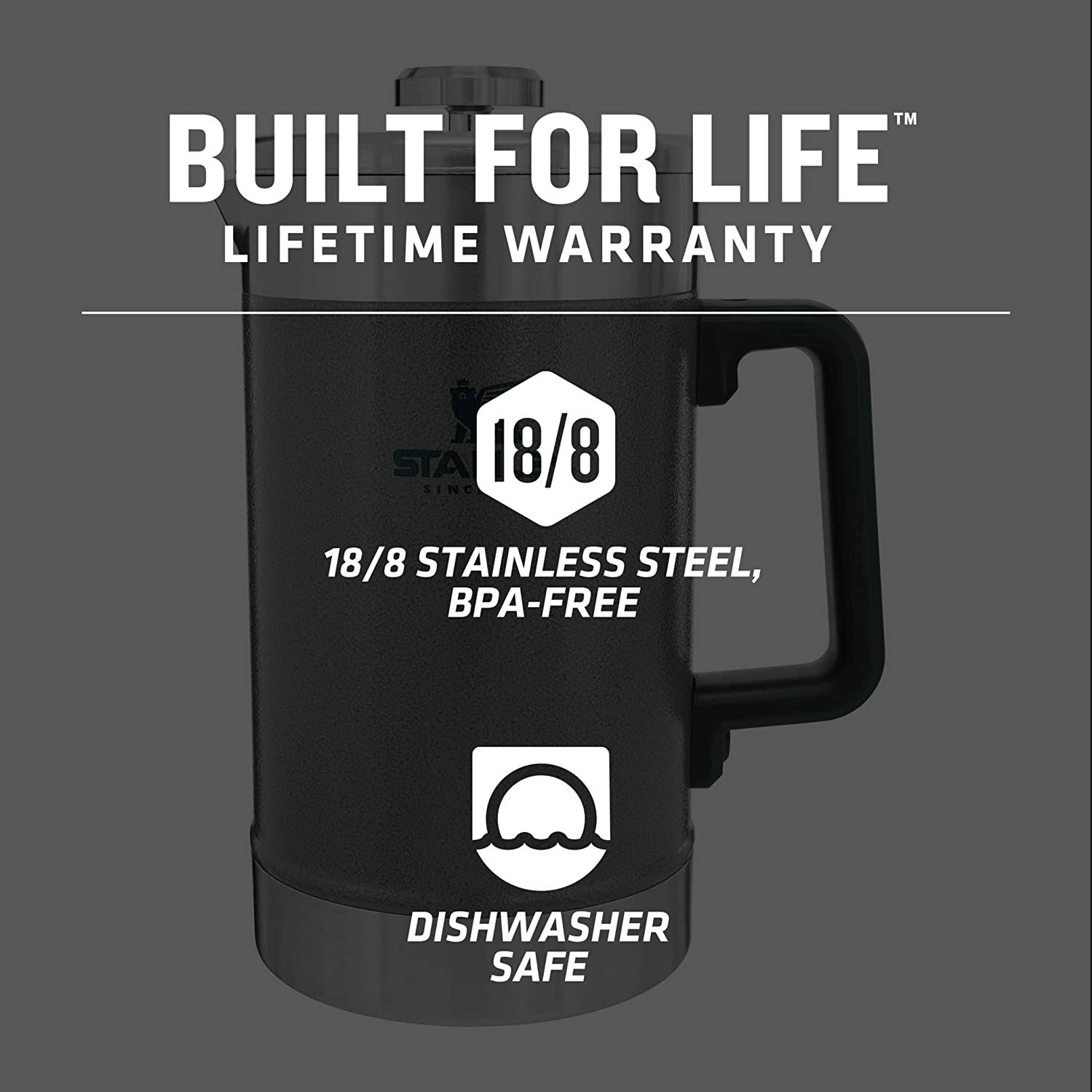 Stanley 48 oz Classic Stay Hot French Press, Hammertone Green