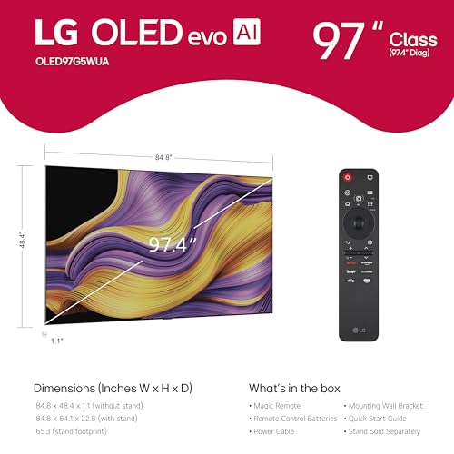 LG 55-Inch Class OLED evo AI 4K G5 Series Smart TV w/Dolby Atmos, Dolby Vision, HDR10, AI Super Upscaling 4K, Filmmaker Mode, Wow Orchestra, Alexa Built-in (OLED55G5WUA, 2025)