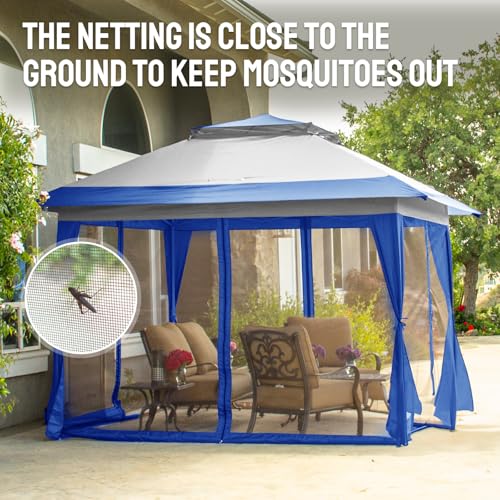 CROWN SHADES 13x13 Pop Up Gazebo, Canopy Tent, Gazebos on Clearance - Outdoor Gazebo for Backyard & Patio Furniture - Carpa Pop Up Tent with Wheeled STO-N-Go Cover Bag (Grey)