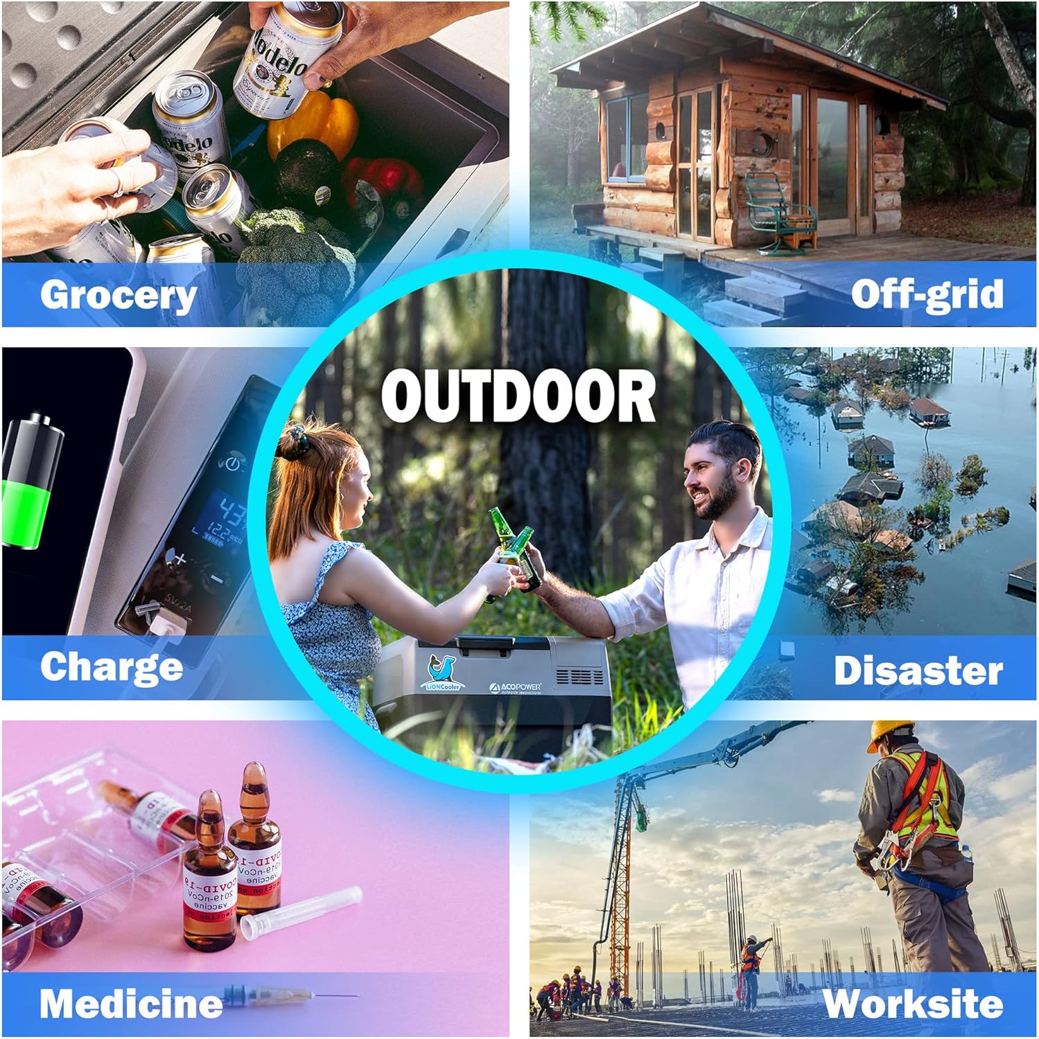 LiONCooler 12 Volt Refrigerator, 52 Quarts -4℉-68℉ Portable Refrigerator, 12/24V DC and 100-240V AC Portable Freezer with Removable & Rechargeable Battery, Portable Car Fridge PX50 Rv Refrigerator for Car, RV, Camping and Home Use