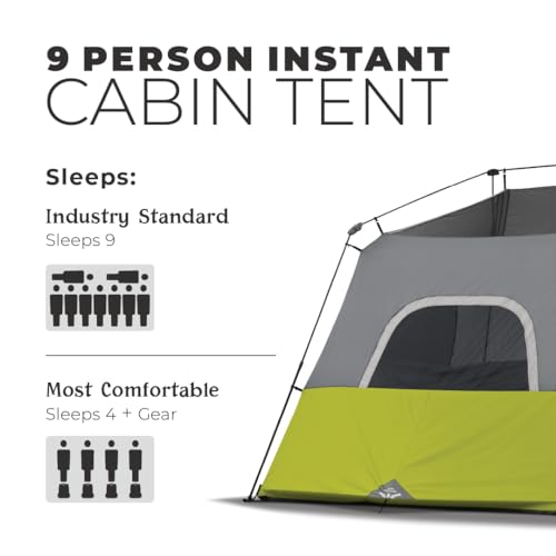 Core 9 Person Instant Cabin Tent - 14' x 9', Green (40008)