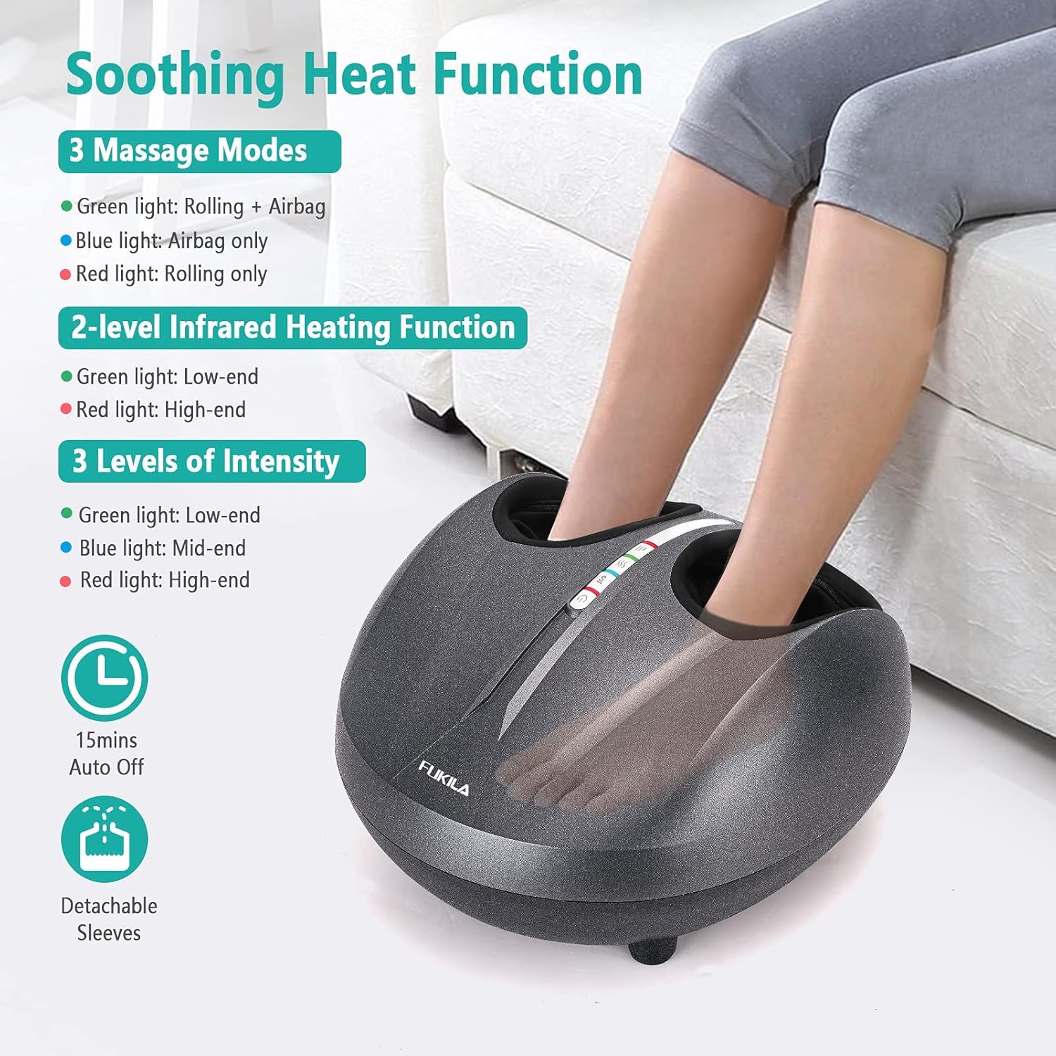 Foot Massager Machine with Soothing Heat and Air Compression,Shiatsu Foot Massage Deep Kneading Therapy, Adjustable Intensity Relax Settings,Feet Massager Relieve Muscle Pain 3 Modes, Remote Control