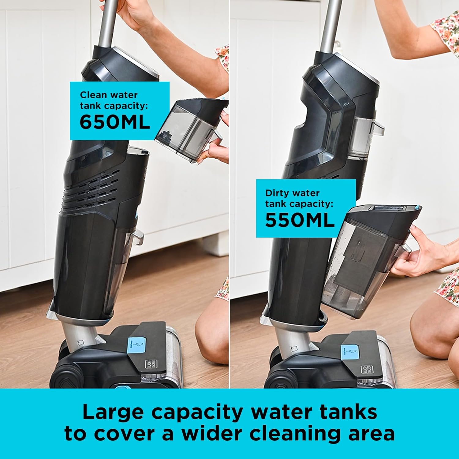 BLACK+DECKER Wet Dry Vacuum Mop Floor Cleaner One-Step Self-Cleaning for Hard Floors Lightweight