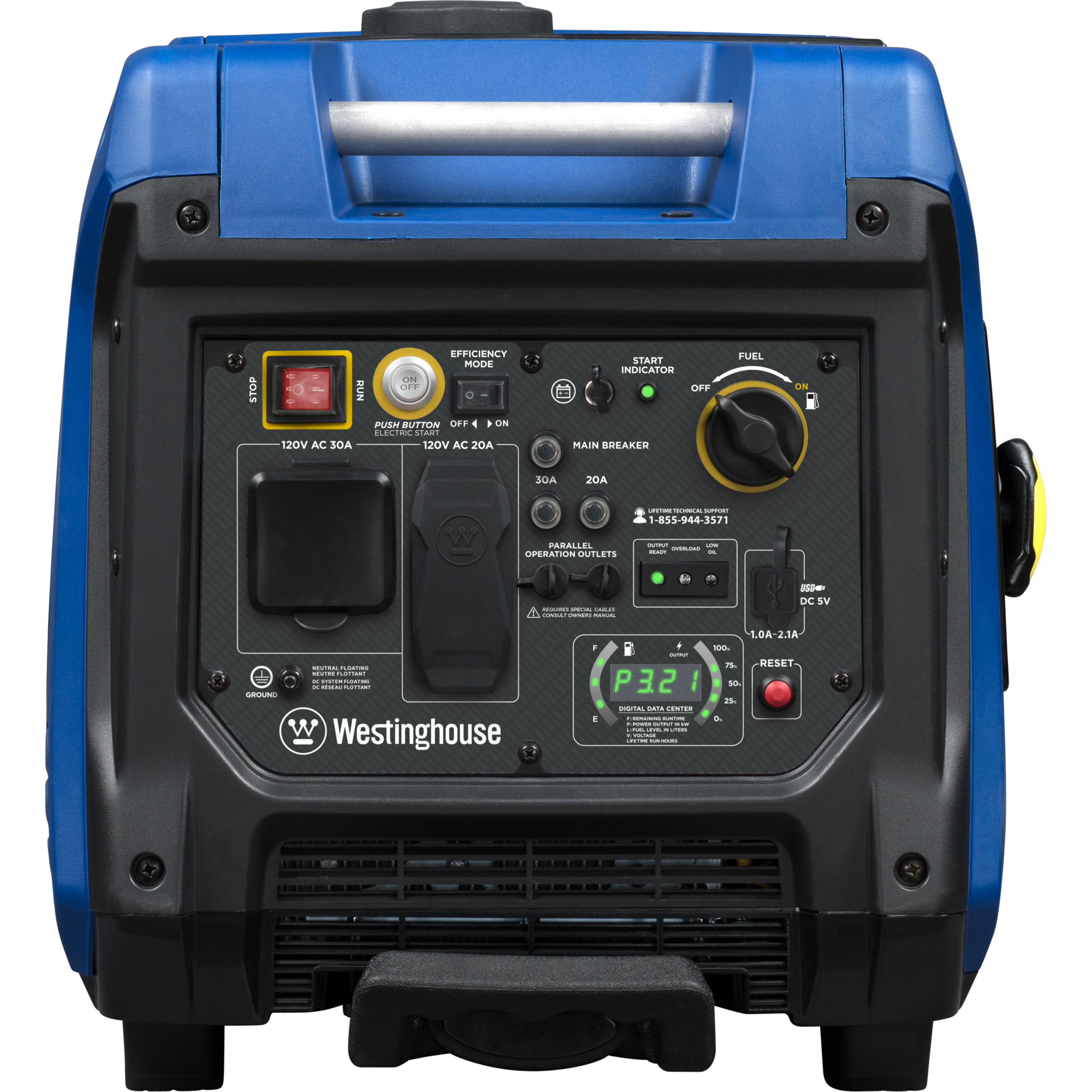 Westinghouse 5000 Peak Watt RV Ready, Gas Powered Portable Inverter Generator with Electric Start