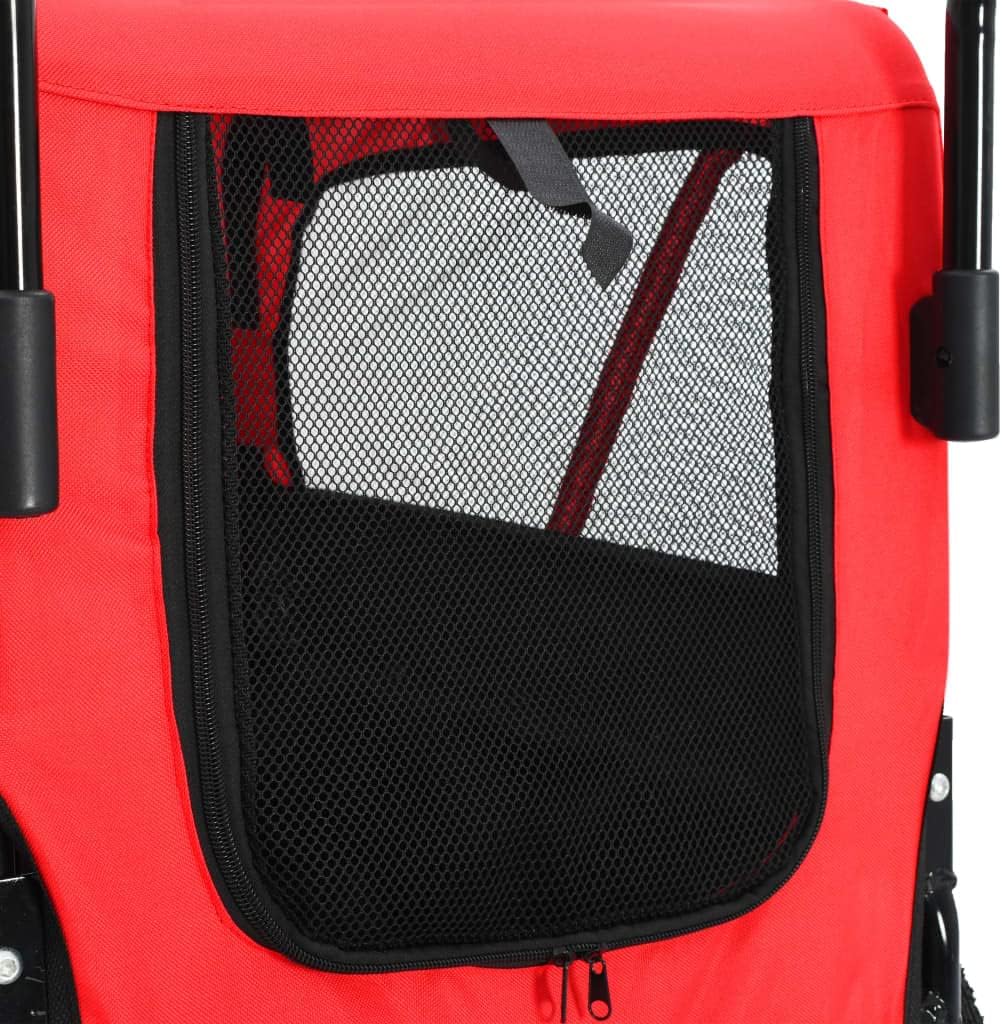 2 in 1 Dog Bike Trailer and Jogging Stroller | Folding Pet Stroller Bicycle Carrier | Foldable Dog Cart for Bicycle | Pet Wagon Cargo Carrier and Jogger for Small and Medium Pet | Red and Black