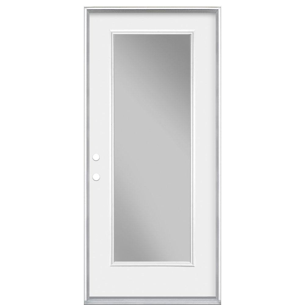 Masonite 36 in. x 80 in. Premium Full Lite Primed Steel Prehung Front Door with No Brickmold