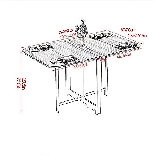 Drop Leaf Dining Table, Folding Dining Table, Wooden Foldable Kitchen Table, Multifunction Expandable Table, Foldable Extendable Space Saving Furniture, Foldable in 3 Forms, for Kitchen, Living Room (