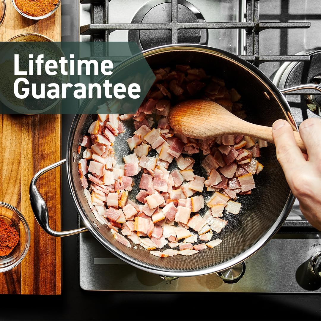 HexClad 13 Piece Hybrid Stainless Steel Cookware Set - 6 Piece Frying Pan Set, 6 Piece Pot Set and 7 Quart Pot Deep Fryer, Stay Cool Handles, Induction Ready