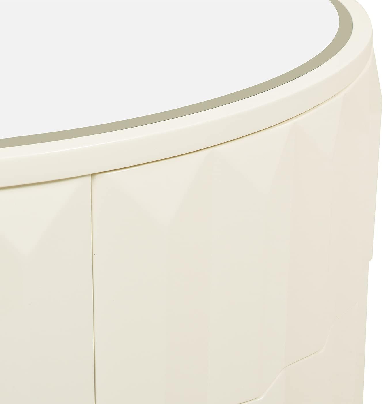 Jennifer Taylor Home JTH LUXE Wilson 35.5" Round Storage Coffee Table, White Lacquer Birchwood