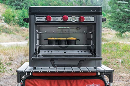 Camp Chef Deluxe Outdoor Camp Oven - Stainless Steel, Insulated Oven Box, Matchless Ignition - Charcoal Gray (COVEND)