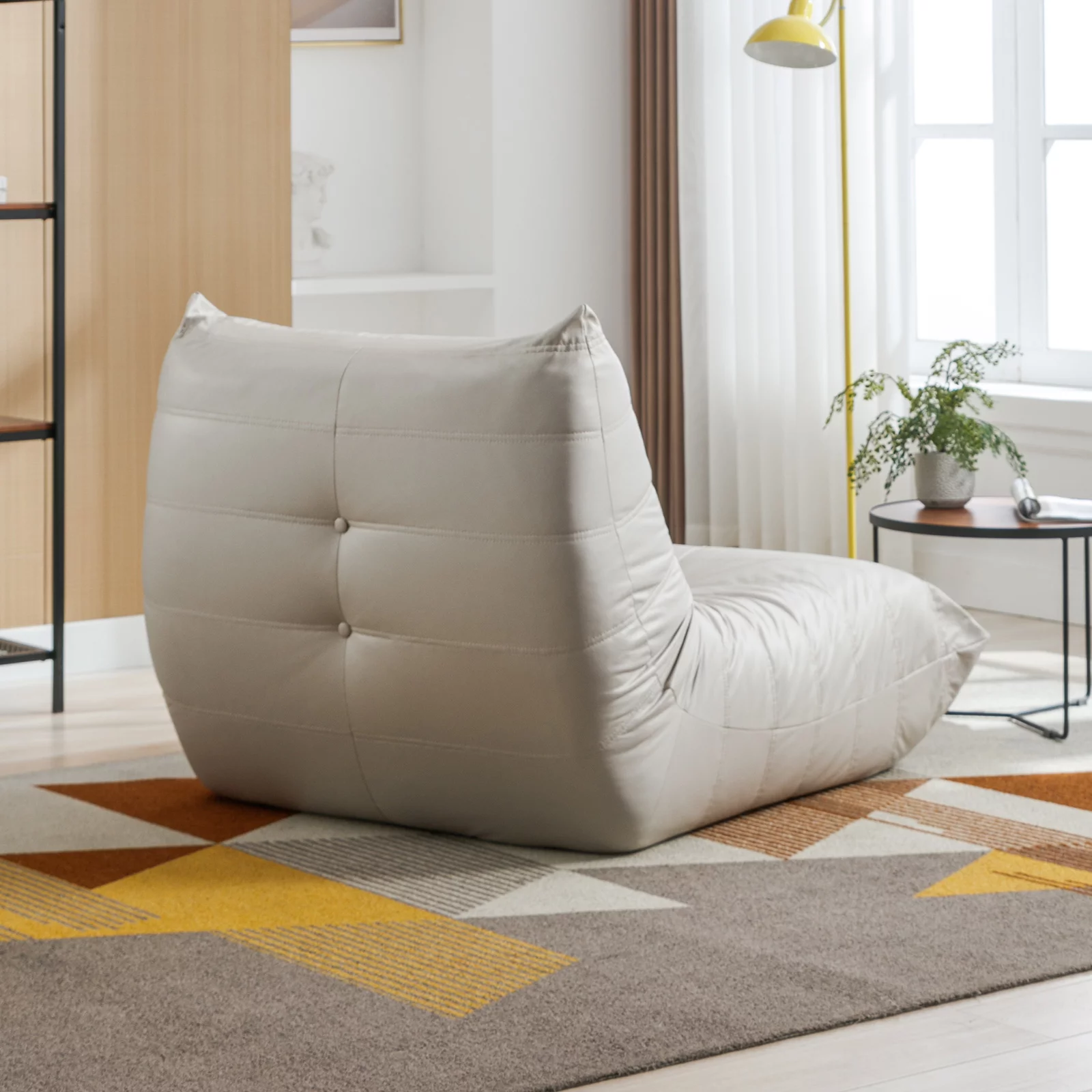 BALUS Lazy Floor Sofa, Memory Foam Lazy Sofa, Casual Armless sofa,Microfiber Leather Floor Sofa for Bedroom/Office/Living Room, Beige
