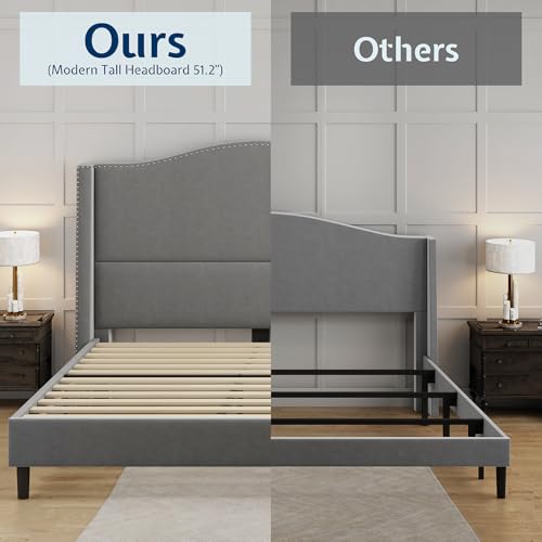 Jocisland Lift Up Storage Bed Queen Size, Upholstered Platform Bed Frame Tall Headboard Wingback, Hydraulic Lifting Underneath/Wood Slats Support (Black)