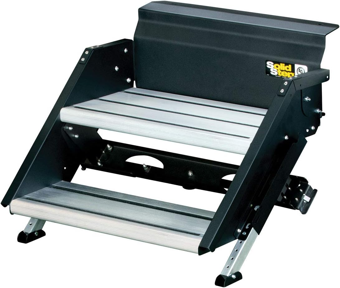 Lippert Components Solid Step Quad Step for RV and Travel Trailer Entry Doorway ,30 inch -791575 , Black