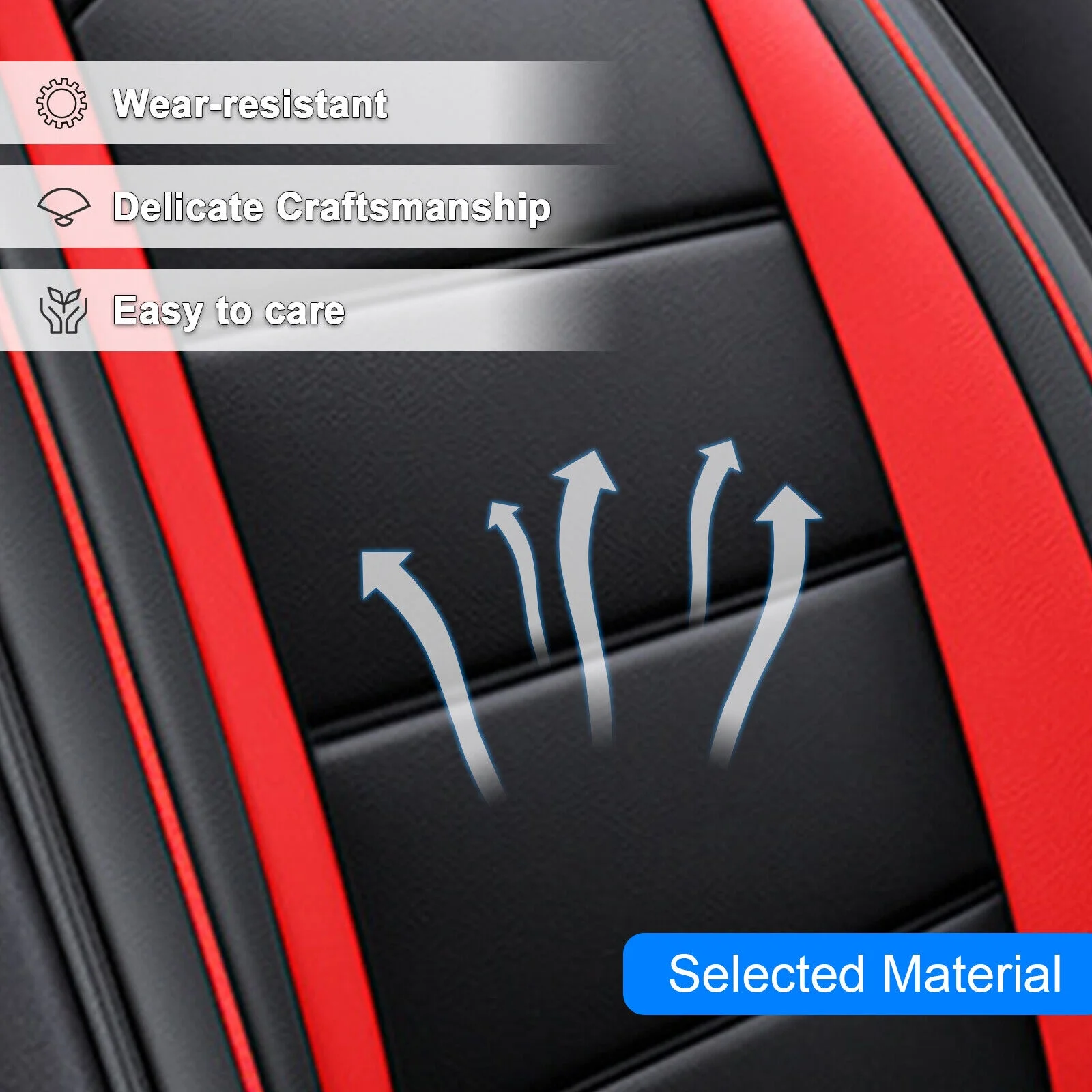 Car Seat Covers for Toyota Corolla, Premium 5 Seats PU Leather Auto Seat Cushions Protector, Front Rear Full Set for RAV4/ Echo/ Matrix/ Prius Black&Red - Curated Treasures Market