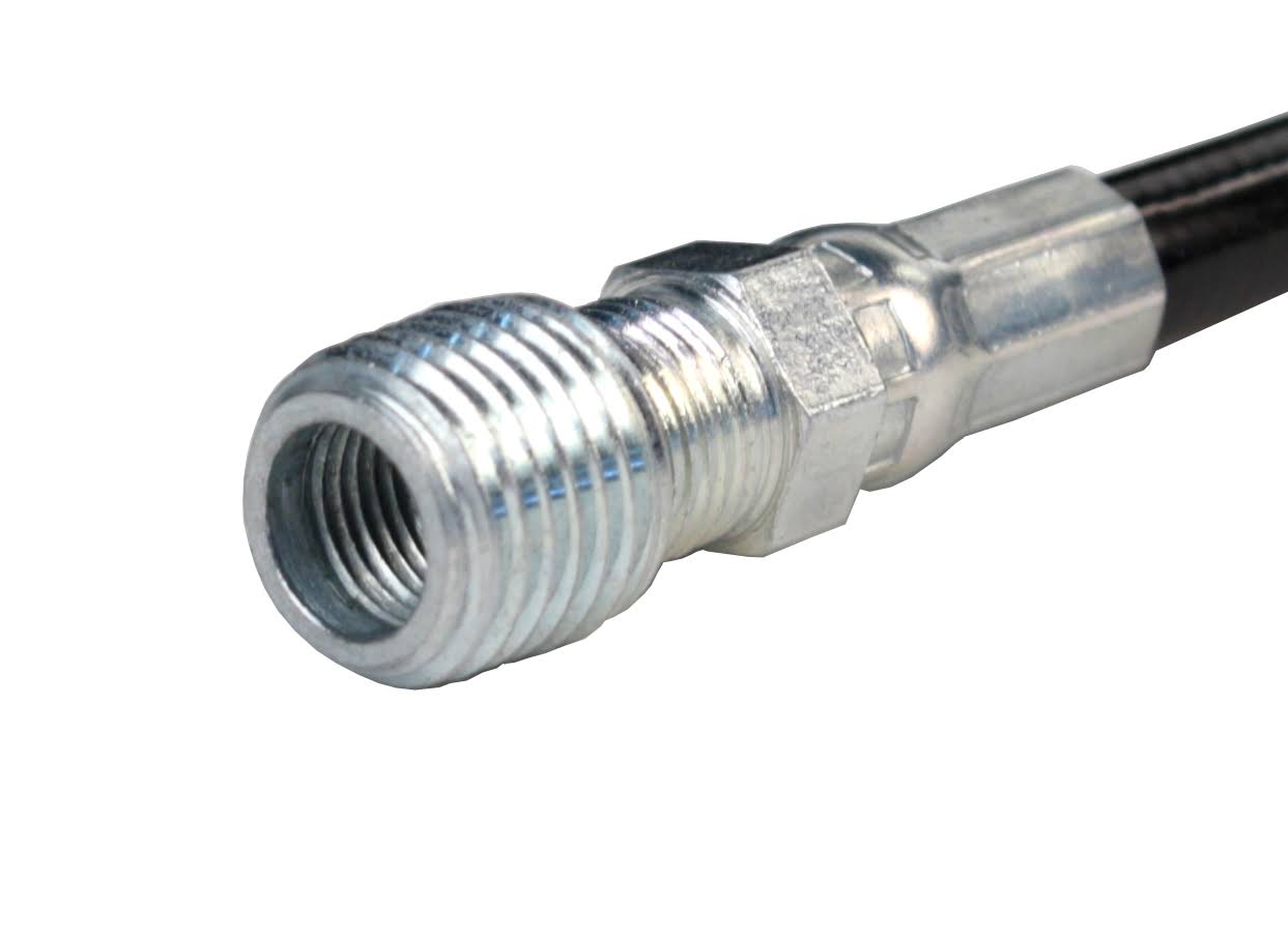 Schieffer 1/8in. x 100ft. 4800 PSI Thermoplastic Sewer Jetter Hose u0026 6.0 Orifice Button Nose Nozzle, Black