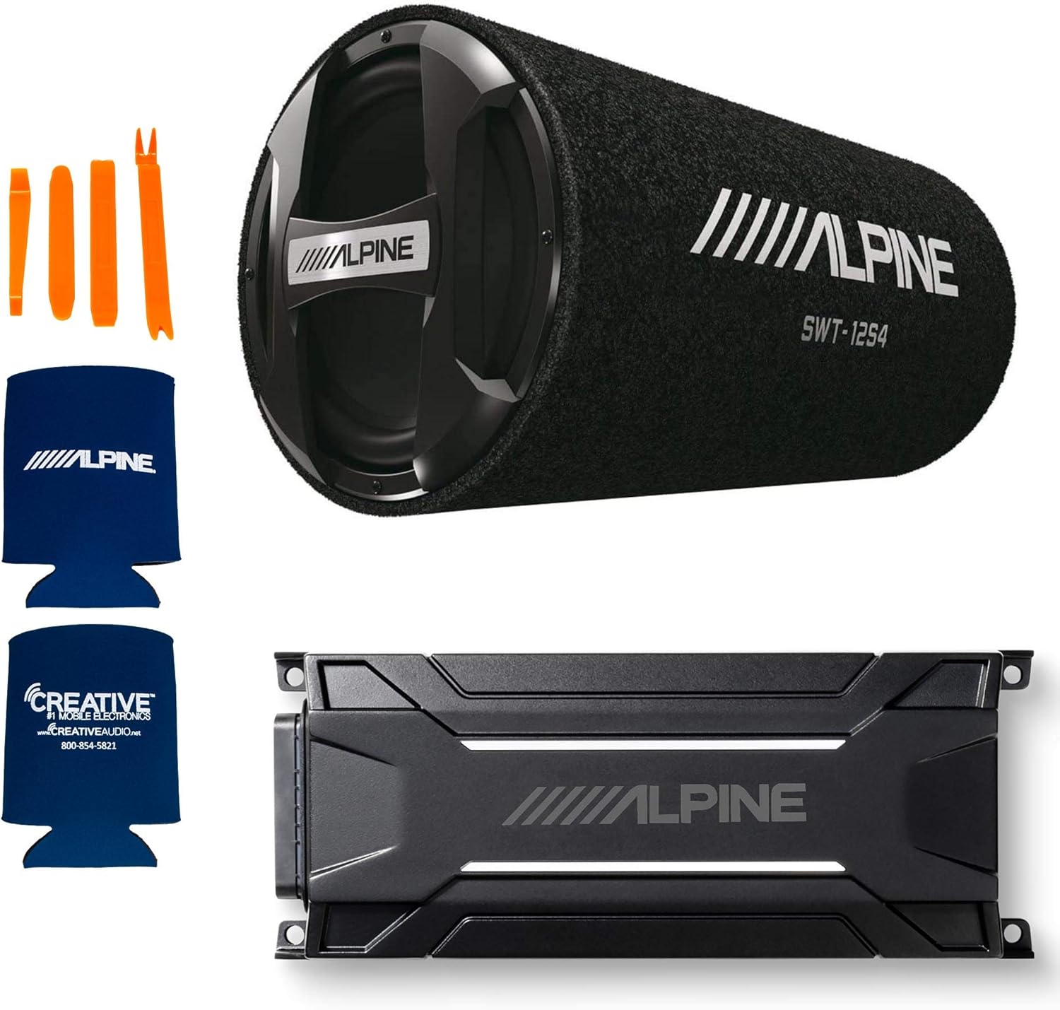 Alpine SWT-12S4 12" Bass System with Alpine KTA-30MW Mono Weather Resistant Tough Power Pack Amplifier