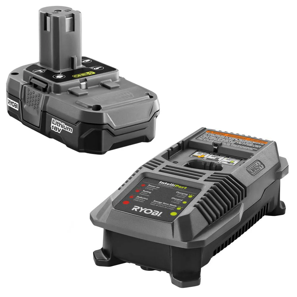 Ryobi ONE+ 18-Volt Lithium-Ion Cordless Grass Shear and Shrubber Trimmer - 1.3 Ah Battery and Charger Included P2910