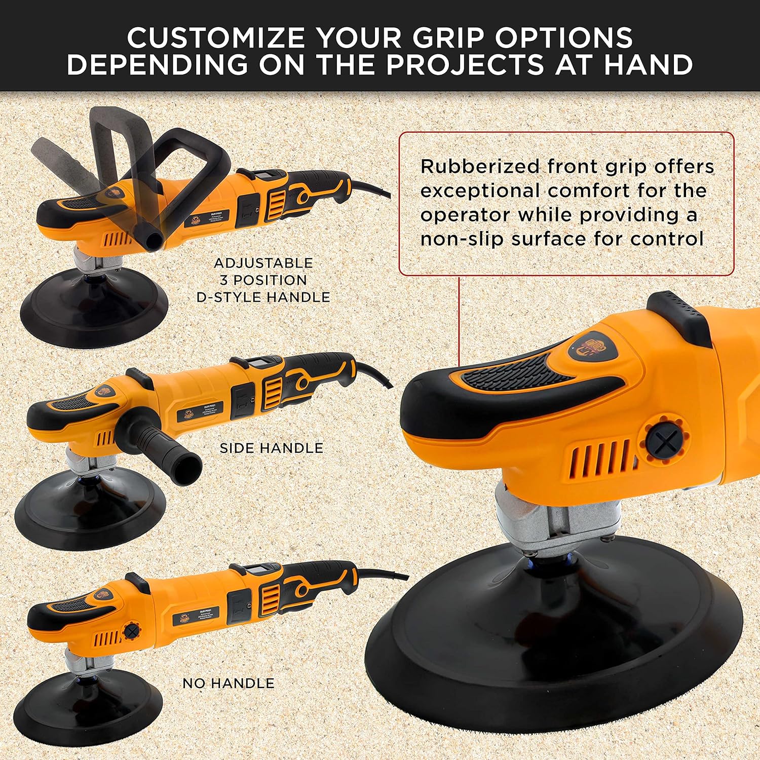 Dura-Gold Professional 7" Rotary Polisher Buffer Sander with Buffing & Polishing 8 Pad Kit, LED Variable Speed RPM Control, Heavy-Duty High-Performance, Powerful 1200 Watts - Car Auto Paint Detailing