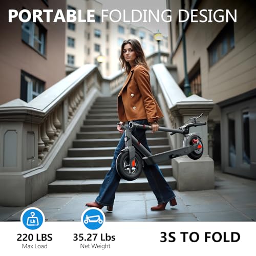 SISIGAD Electric Scooter Adults 10" Tires, 600W Peak Motor, Max 22 MPH Speed, 30 Miles Long Range, Portable Folding E-Scooter for Commuting with Dual Brakes, LCD Display APP Control