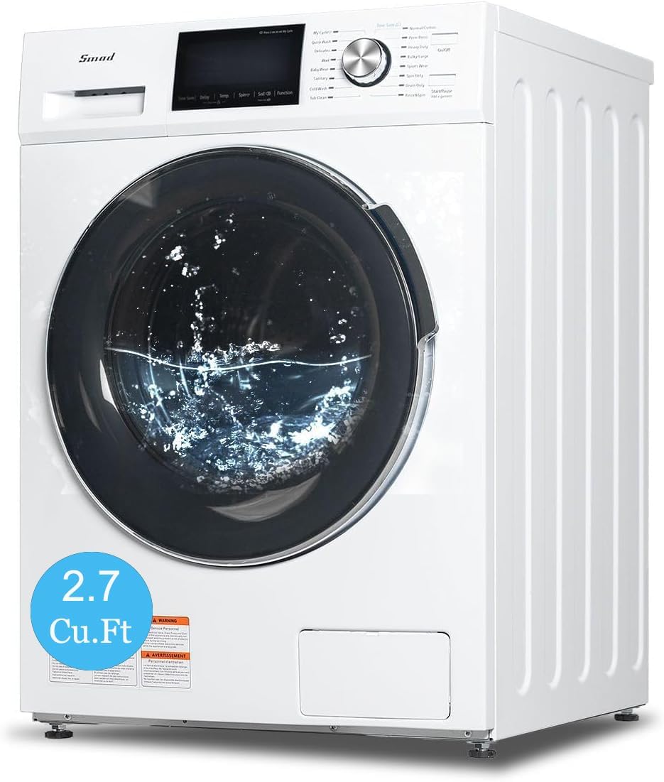 Smad 2.7 Cu.Ft Compact Front Load Washing Machine Cold Wash Laundry Machine 36 Mins Quick Wash, 14 Washing Programme Space Saving Washer