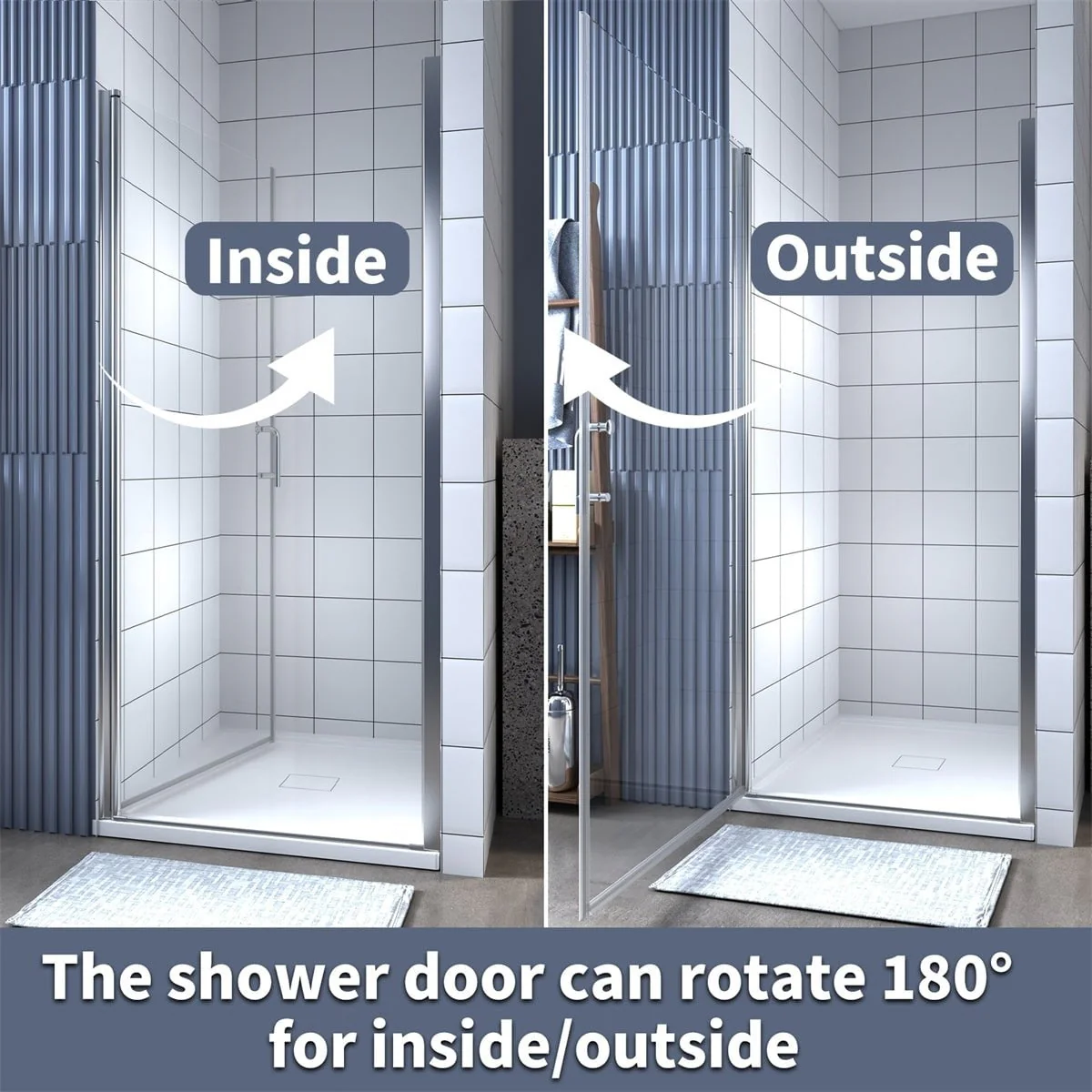 Classy 24-25.5 W x 72 H Small Shower Door Hinged Pivot Chrome Install Clear Glass Shower Door