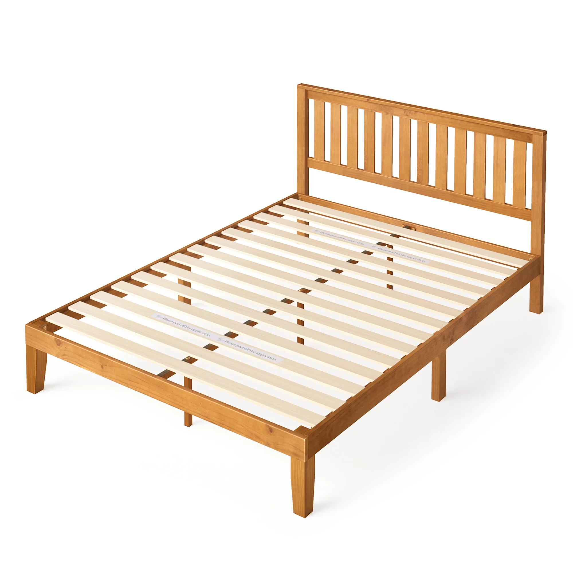 Zinus Alexia 37 Wood Platform Bed with Headboard, Rustic Pine, Full