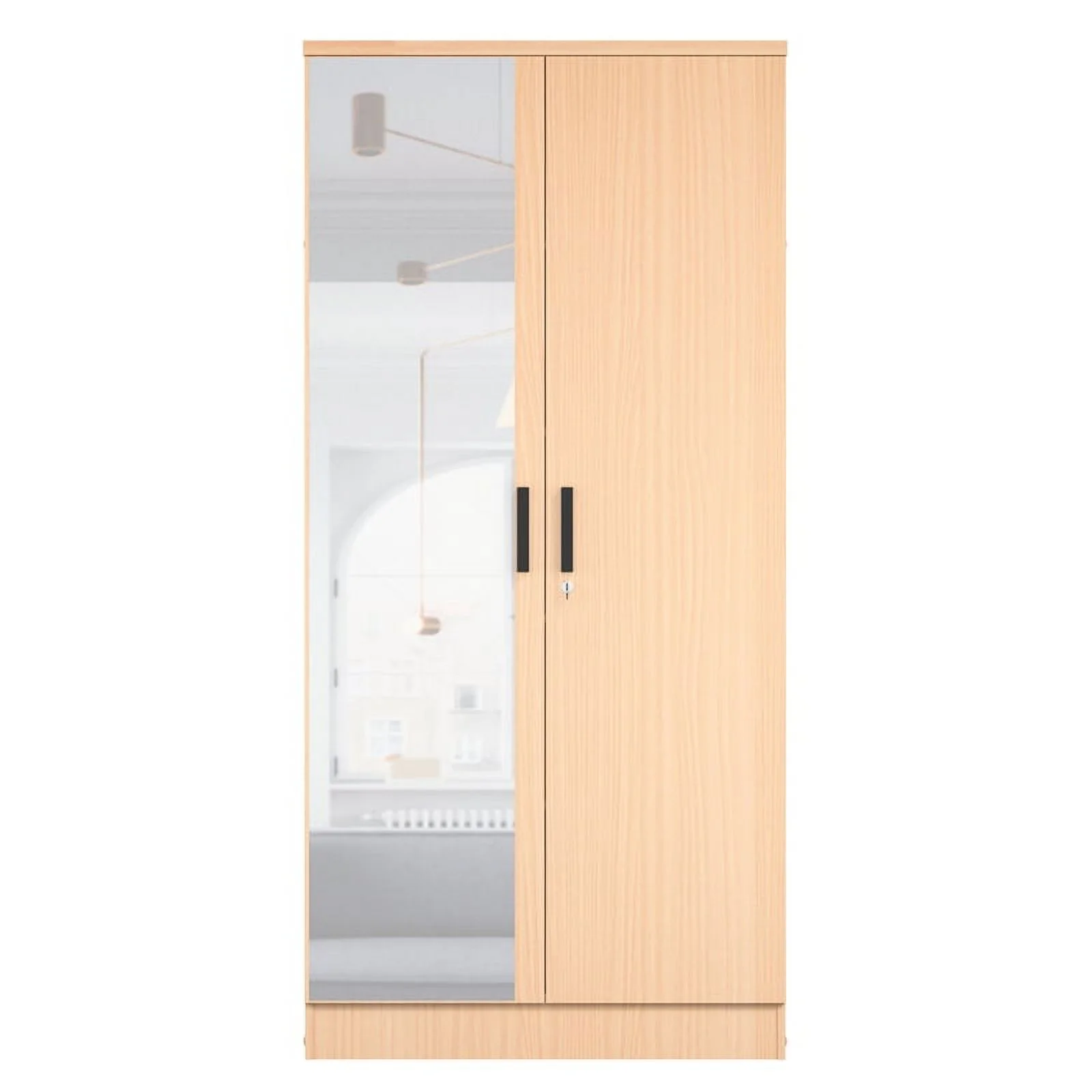 Better Home Products Harmony Two Door Armoire Wardrobe with Mirror Beech (Maple)