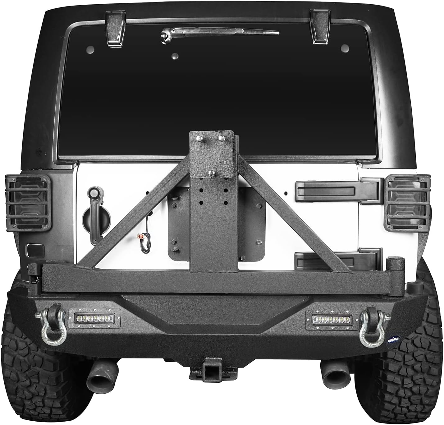 u-Box JK Wrangler Front & Rear Bumpers Combo w/ Winch Plate & Spare Tire Carrier & LED Lights & D Rings Compatible with Jeep JK Wrangler 07-18