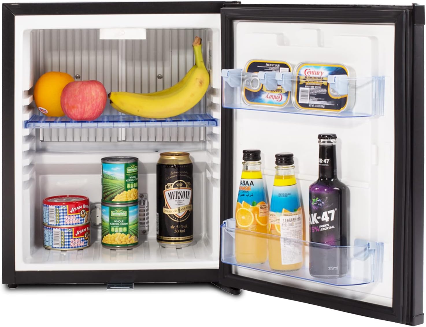 Smad Absorption Mini Fridge 12V 110V Compact Refrigerator with Lock Reversible Door No Noise, 1.0 cu.ft