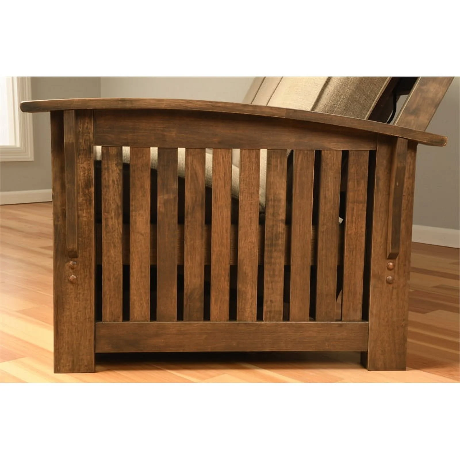 Kodiak Furniture Washington Futon in Rustic Walnut includes Suede Black Mattress