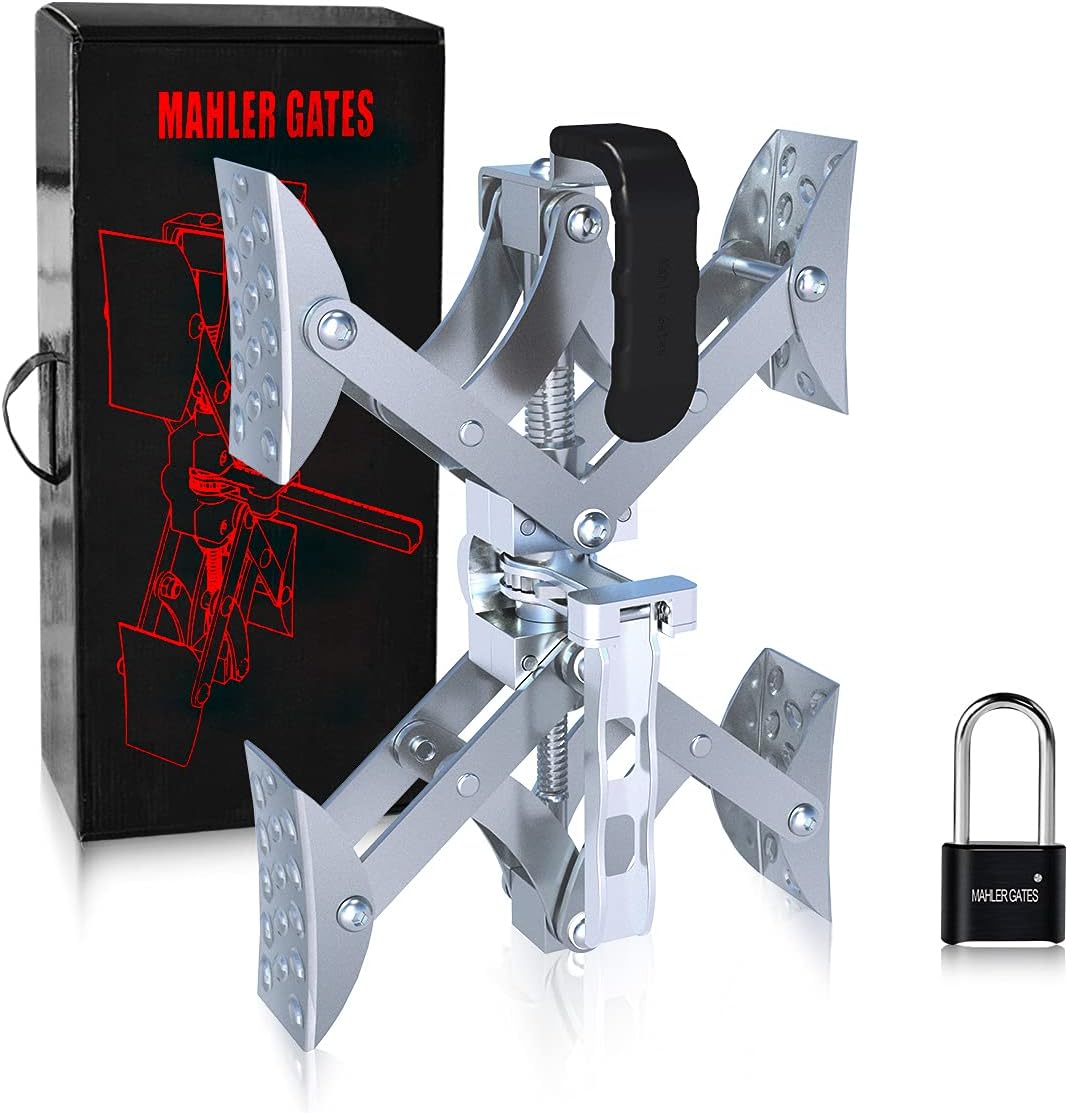 MAHLER GATES X-Shaped Wheel Chock Stabilize, RV Tire Locking Stabilizers with Integrated Wrench & Anti-Theft Code Locked, 2'' to 10''Wheel chocks Scissor for Campers Travel Trailers Trucks Pack of 2