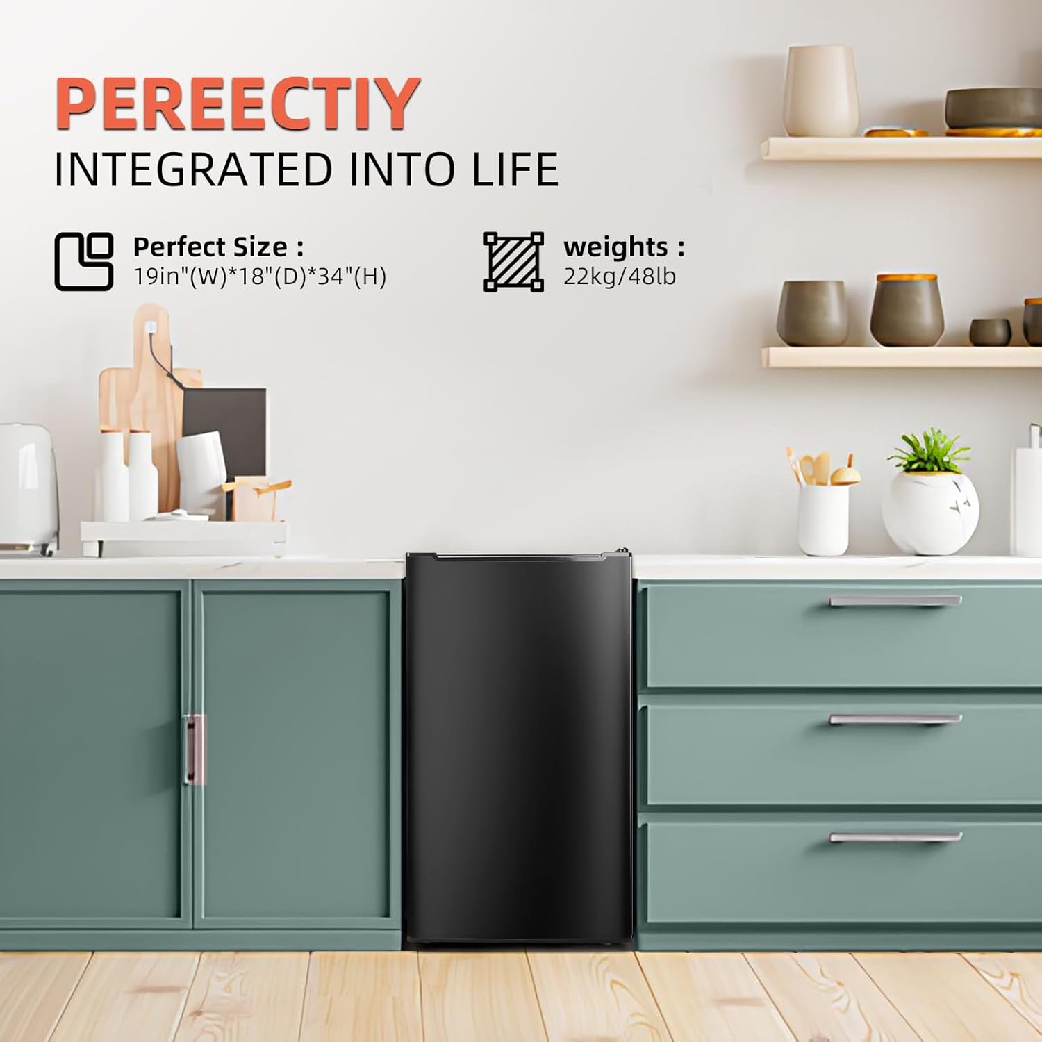 3.5 Cubic Feet Upright Freezer with Reversible Single Door Stainless Steel Compact Freezer Black Adjustable Thermostat Removable Shelves Ideal for Kitchen Office and Bar